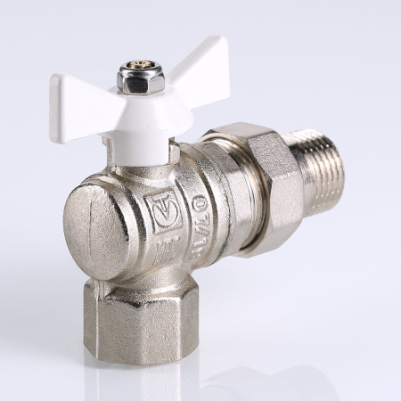 Кран шаровой Valtec Base угловой с полусгоном и белой ручкой 3/4"