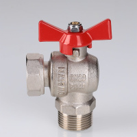 Кран шаровой Valtec угловой с накидной гайкой и наружной резьбой короткий 3/4" х 3/4"