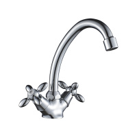 Смеситель Decoroom DR53012 двуручный для умывальника с поворотным изливом