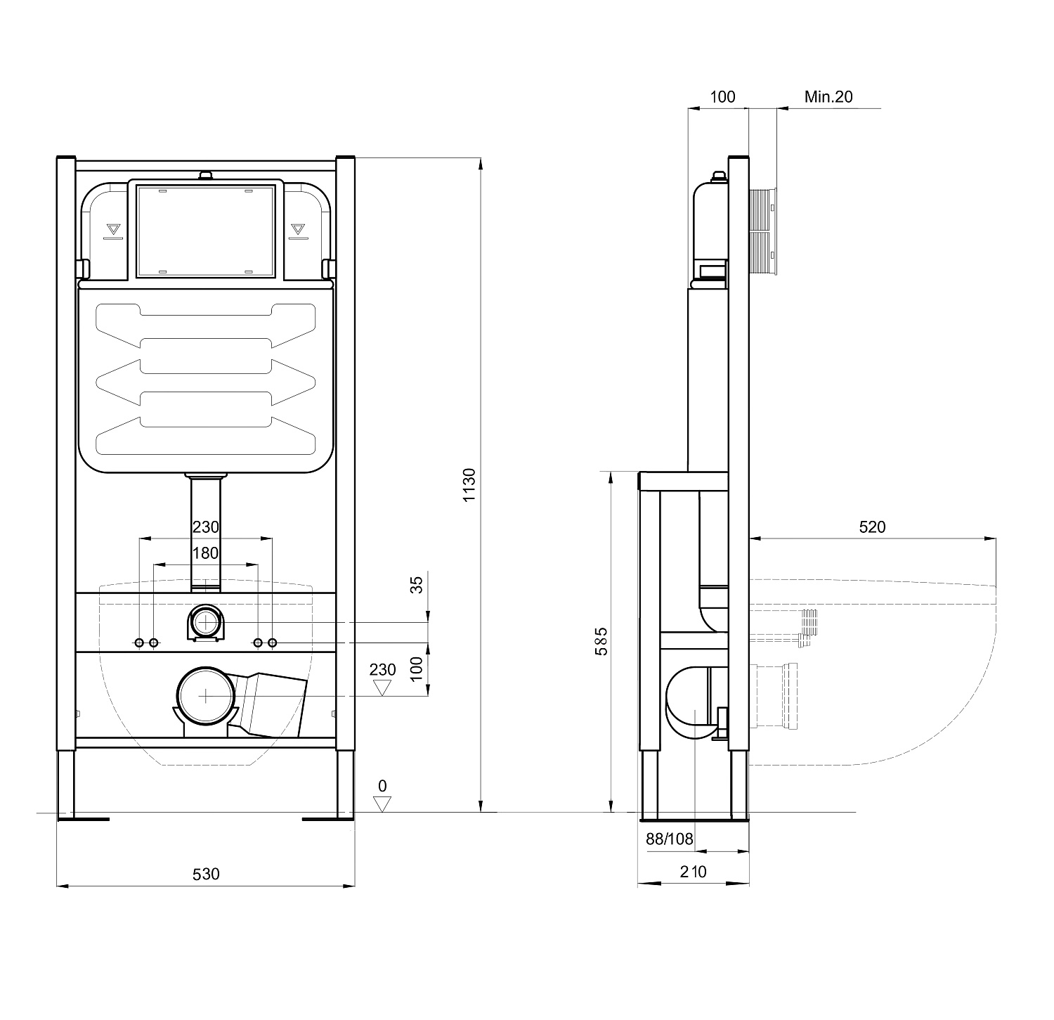 Инсталляция для подвесного унитаза Aquatek отдельностоящая
