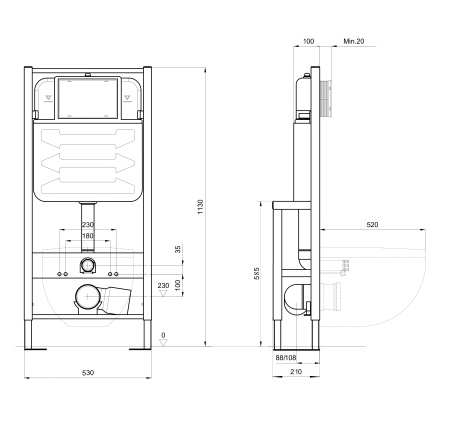 Инсталляция для подвесного унитаза Aquatek отдельностоящая