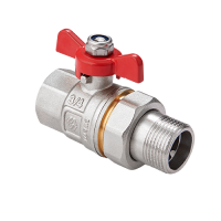 Кран шаровой  1 1/2" MVI из латуни прямой с накидной гайкой (вн-нар, рычажная рукоятка)