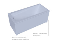 Акриловая прямоугольная ванна Aquatek Либра 70 без фронтального экрана, без гидромассажа, сборно-разборный сварной каркас 170 см