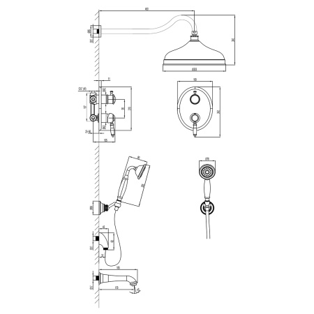 Смеситель Lemark Villa LM4822B для ванны и душа встраиваемый