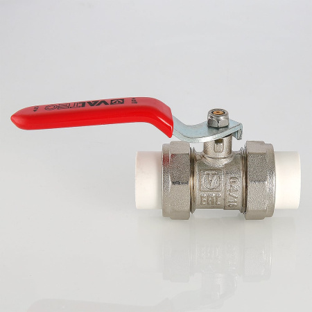 Кран шаровой Valtec латунный с двумя переходами на полипропиленовую трубу 20 мм