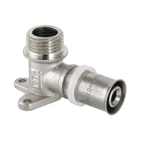 Пресс-фитинг Угольник Valtec с креплением (водорозетка) с наружной резьбой