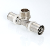 Пресс-фитинг Тройник Valtec с переходом на наружную резьбу 26 мм х 1" х 26 мм