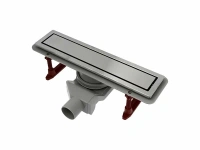 Водоотводящий желоб ZEISSLER с двухсторонней решеткой горизонтальный сток Evolux Glass черное глянцевое стекло 70 мм 600 мм