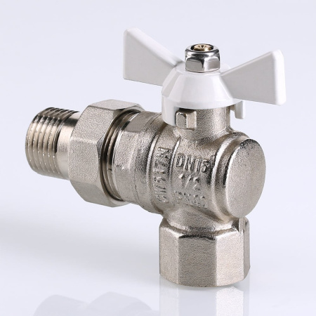 Кран шаровой Valtec Base угловой с полусгоном и белой ручкой 3/4"