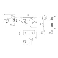 Смеситель Lemark Linara LM0419C с гигиеническим душем встраиваемый