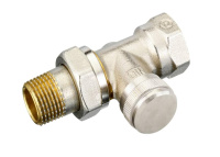 Клапан запорный Ridan LV DN 20 PN 10, Т=120 °С, прямой, никелированный, с возможностью опорожнения, для бокового присоединения к радиатору
