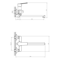 Смеситель Decoroom DR22043 одноручный для ванны универсальный с поворотным изливом