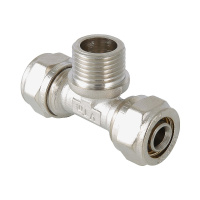 Тройник обжимной Valtec с переходом на наружную резьбу 32 мм х 1 1/4"