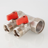 Коллектор Valtec с отсекающими кранами под «евроконус» 2 вых