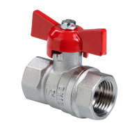 Шаровой кран Valtec Стандарт никелированный (ГОСТ) c ручкой-бабочкой и внутренней резьбой 1/2"