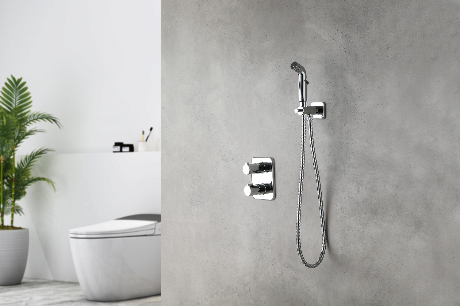 Смеситель Lemark Yeti LM7820C с гигиеническим душем термостатический встраиваемый