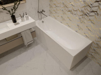 Акриловая прямоугольная ванна Aquatek Оберон 70 с фронтальным экраном, слив слева, без гидромассажа, сборно-разборный сварной каркас 160 см