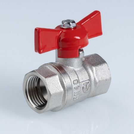 Шаровой кран Valtec Стандарт никелированный (ГОСТ) c ручкой-бабочкой и внутренней резьбой 3/4"