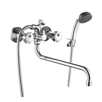 Смеситель Decoroom DR50045R двуручный для ванны универсальный с поворотным изливом