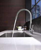 Смеситель Lemark Comfort LM3075C для кухни с гибким изливом с подключением к фильтру с питьевой водой Хром/Серый