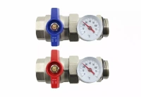 Кран шаровой TIM прямой с полусгоном и термометром 1" пара никель