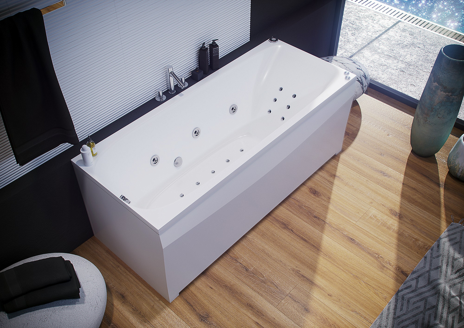 Акриловая прямоугольная ванна Aquatek Альфа 70 без фронтального экрана, без гидромассажа, сборно-разборный сварной каркас 170 см