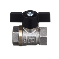 Кран шаровой латунный БАЗ Standart 11Б27п1 DN 20 PN 40 никелированный муфта-муфта бабочка