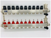 Коллекторная группа TIM с расходомерами 1" нержавеющая сталь без кранов 11 вых