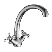Смеситель Decoroom DR54029 двуручный для кухни с высоким поворотным изливом