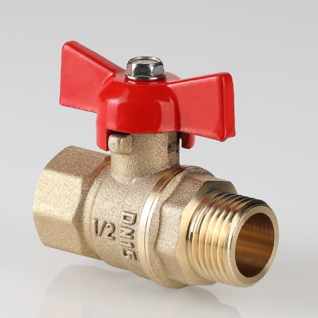 Кран шаровой Valtec Стандарт без покрытия с ручкой-бабочкой и внутренней–наружной резьбой 1/2"