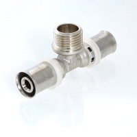 Пресс-фитинг Тройник Valtec с переходом на наружную резьбу 20х1/2"х16