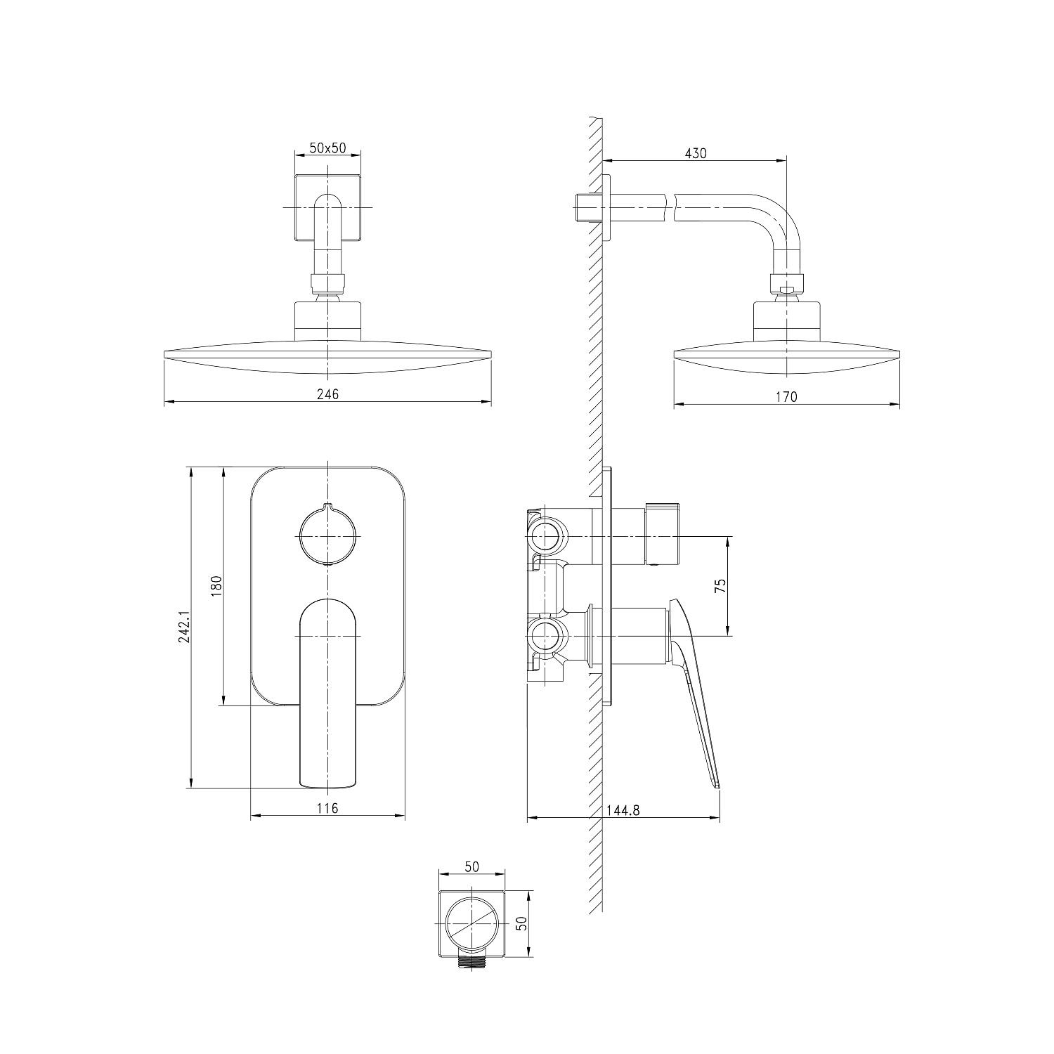 Смеситель Lemark Allegro LM5929CW для душа встраиваемый