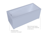 Акриловая прямоугольная ванна Aquatek Либра 70 с фронтальным экраном (слив слева), без гидромассажа, сборно-разборный сварной каркас 150 см