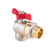 Кран шаровой MVI угловой полнопроходной с полусгоном AquaHit резьба внутренняя-наружная ручка-бабочка PN25 3/4"