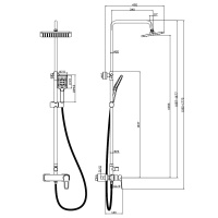 Смеситель Rossinka RS46-45 для душа с регулируемой высотой штанги и лейкой Тропический дождь