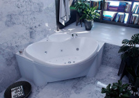 Акриловая угловая ванна Aquatek Эпсилон 150х150 без гидромассажа, вклеенный сварной каркас c фронтальным экраном