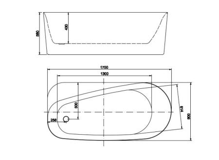 Ванна отдельностоящая Aquatek ПРИМА, 170х80х58 см