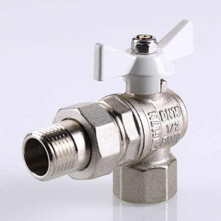 Кран шаровой Valtec Base угловой с полусгоном и белой ручкой 3/4"