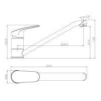 Смеситель Rossinka RS45-21 для кухни с поворотным изливом
