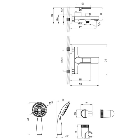 Смеситель Lemark Aura LM0614C для ванны