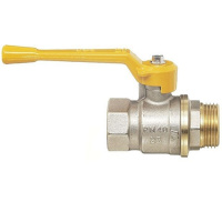 Кран шаровой латунный БАЗ Standart 11Б27п1 DN32 PN40 никелированный газовый рычаг муфта-штуцер