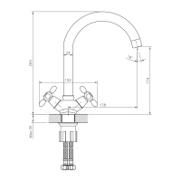 Смеситель Decoroom DR53028 двуручный для кухни с высоким поворотным изливом