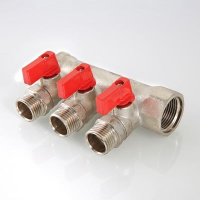 Коллектор Valtec с отсекающими кранами 3/4" х 1/2" 3 вых