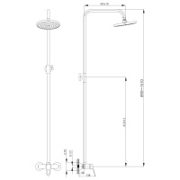 Смеситель Rossinka B35-44 для душа с регулируемой высотой штанги и лейкой Тропический дождь