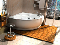 Акриловая угловая ванна Aquatek Калипсо 146х146 без гидромассажа, вклеенный цельносварной металлический каркас c фронтальным экраном