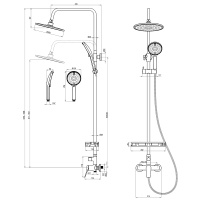 Смеситель Lemark Ortus LM11360C для душа с регулируемой высотой штанги и верхней душевой лейкой Тропический дождь