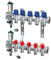 Коллектор из нержавеющей стали FAR 1"ВР на 9 отв. 3/4"EU с расходомерами