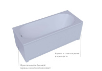 Акриловая прямоугольная ванна Aquatek Оберон 70 без фронтального экрана, без гидромассажа, сборно-разборный сварной каркас 170 см