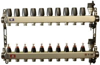 Коллекторная группа TIM с расходомерами 1" нержавеющая сталь без кранов 10 вых