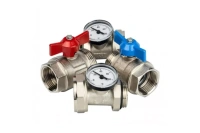 Кран шаровой TIM прямой с полусгоном и термометром 1" пара никель